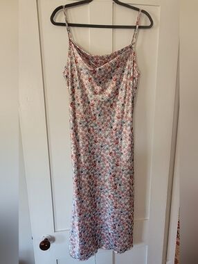 Bebe Bias Floral Satin Midi Dress